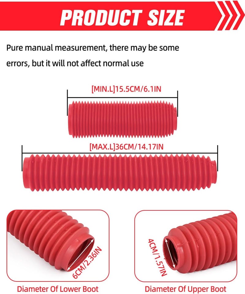 NACORE Motorcycle Fork Cover Boots Universal Front Shock Tube Absorber Guard Dust Boots For Most Dirt Pit Bike, RUBY RED - Image 5